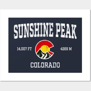 Sunshine Peak Colorado 14ers Vintage Athletic Mountains Posters and Art